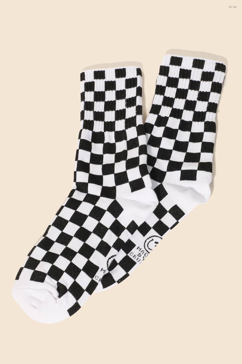 Black White Checkered Socks