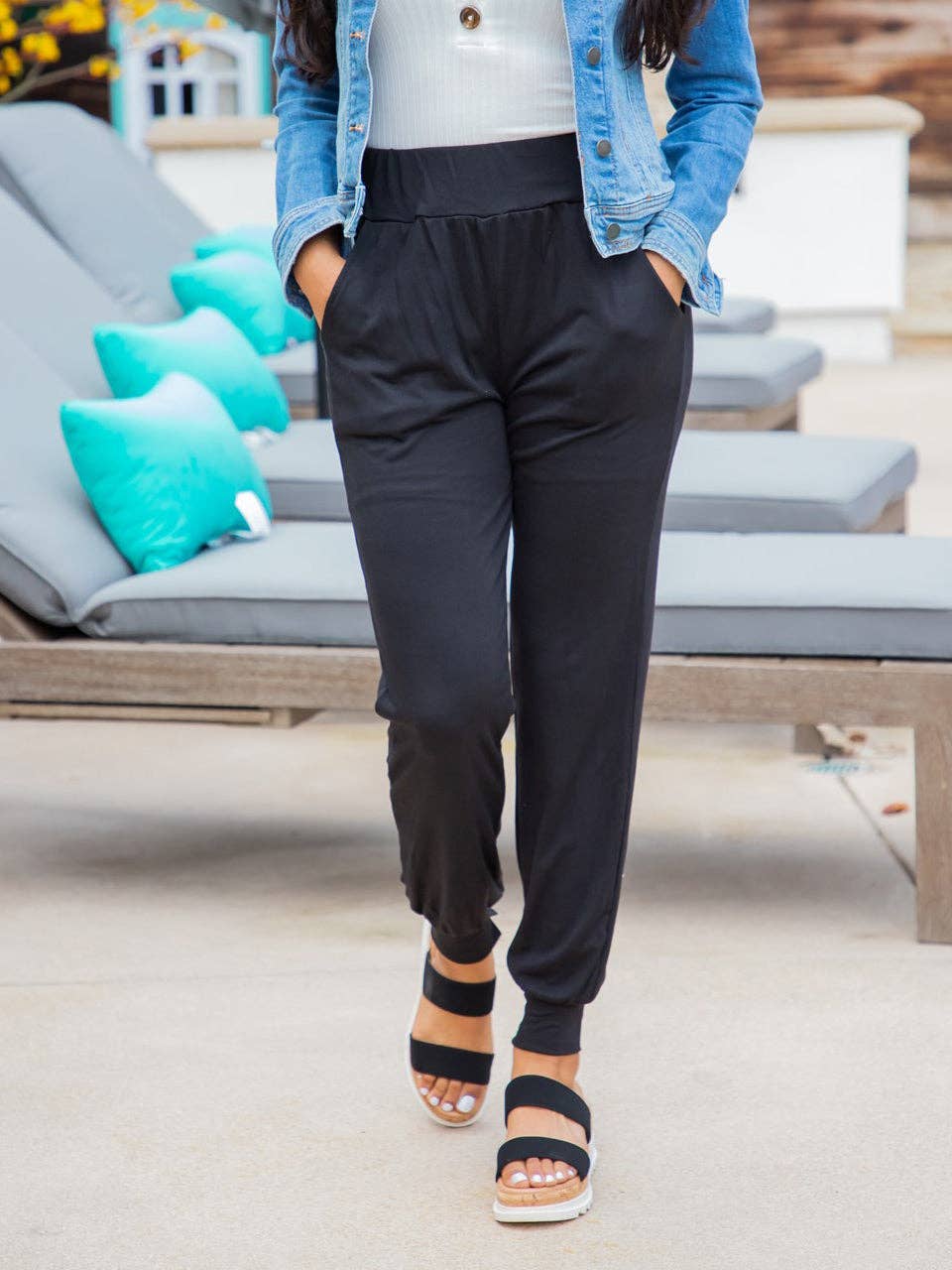 Cuffed Jogger Pocket Maeve Pants: Black