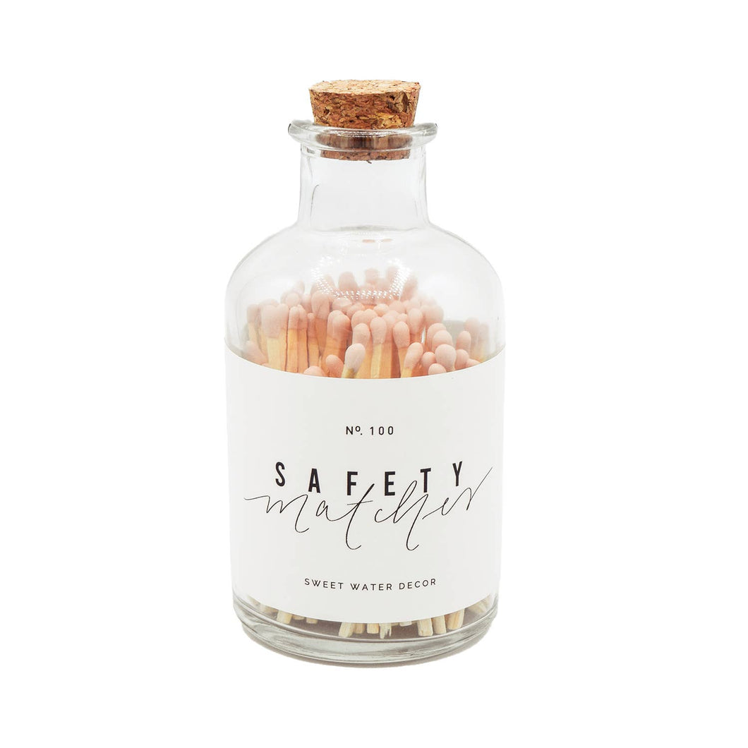 Sweet Water Decor - Blush Safety Matches - Medium Apothecary Jar