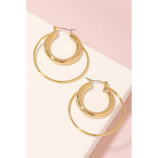 Double Layered Pincatch Hoop Earrings