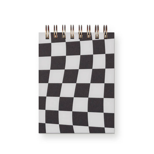 Checkerboard Mini Jotter Notebook: Peppercorn Cover | White Ink