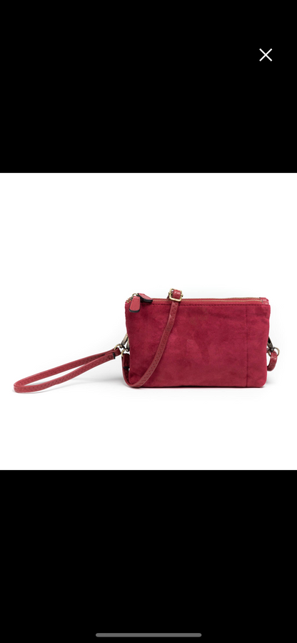 Miley Suede Dual Zipper Crossbody/Clutch