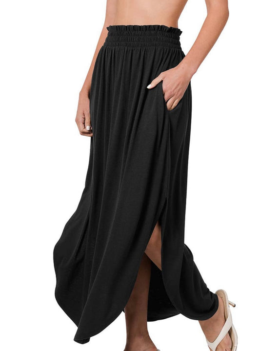 BLACK POCKET MAXI SKIRT