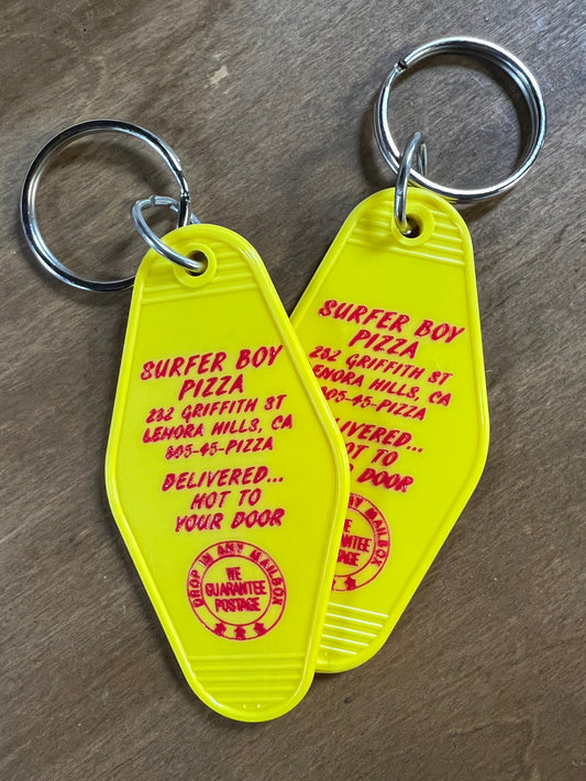 SURFER BOY PIZZA KEYCHAIN