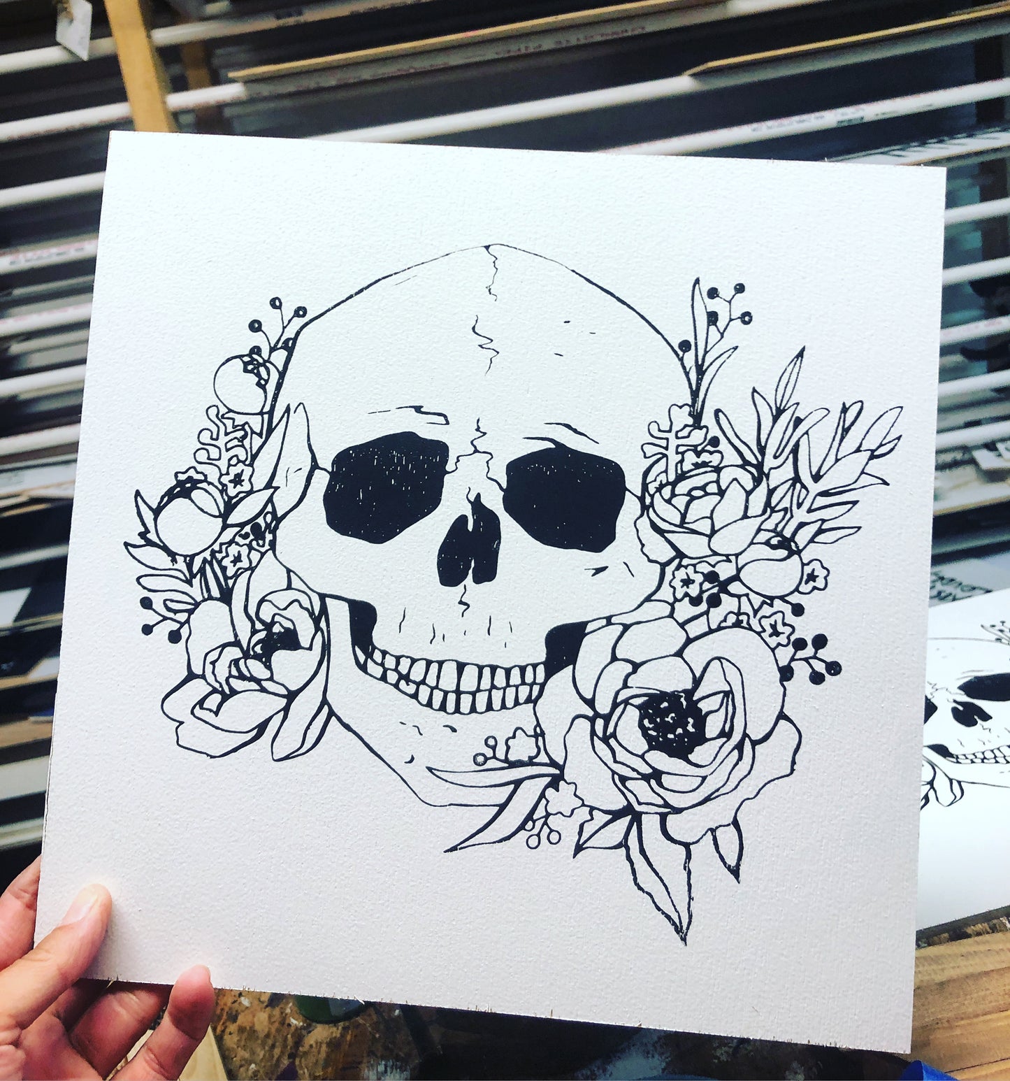 SKULL AND FLOWERS