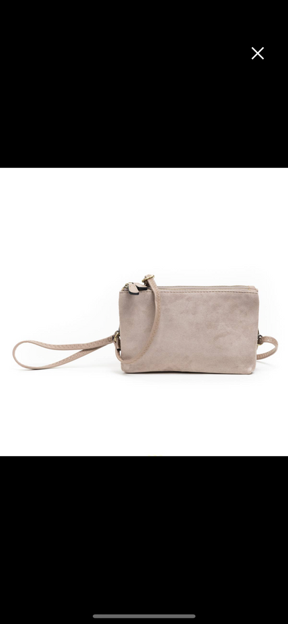 Miley Suede Dual Zipper Crossbody/Clutch